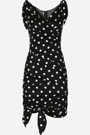 Dolce & Gabbana Charmeuse Midi Dress With Draping And Polka-dot - Woman Dresses 36