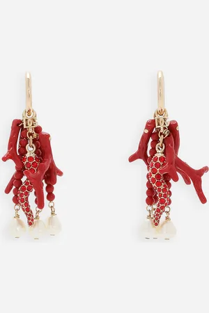 Dolce & Gabbana Creole Earrings With Horn, Coral Branches And Pearls - Woman Bijoux Metal Onesize