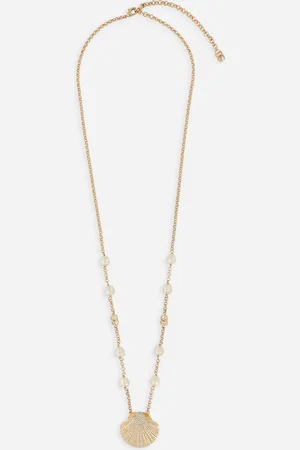 Dolce & Gabbana Necklace With Rhinestone-detailed Shell And Dg Logo - Woman Bijoux Metal Onesize