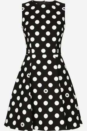Dolce & Gabbana Short Cotton Rush-stitch Brocade Dress With Polka-dot - Woman Dresses 36