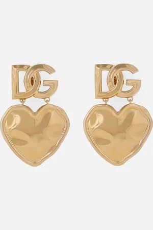 Dolce & Gabbana Drop Earrings With Hearts And Dg Logo - Woman Bijoux Metal Onesize