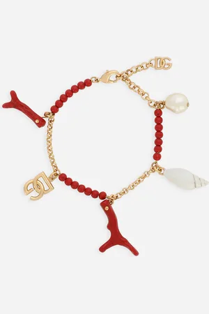 Dolce & Gabbana Bracelet With Dg Logo And Shell And Coral Charms - Woman Bijoux Metal Onesize