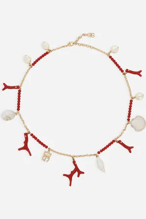 Dolce & Gabbana Necklace With Dg Logo And Shells And Coral Charms - Woman Bijoux Metal Onesize