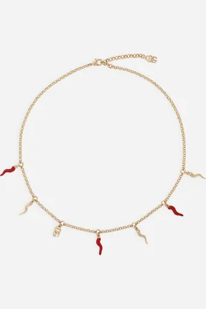 Dolce & Gabbana Necklace With Dg Logo And Horn Charms - Woman Bijoux Metal Onesize