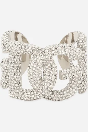 Dolce & Gabbana Rigid Rhinestone-detailed Bracelet With Dg Logo - Woman Bijoux Metal Onesize