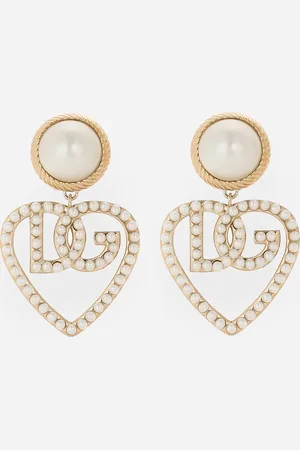 Dolce & Gabbana Drop Earrings With Cabochon Details And Dg Logo Heart - Woman Bijoux Metal Onesize