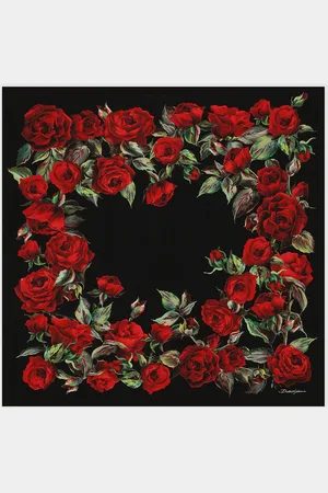 Dolce & Gabbana Red Rose-print Silk Twill Foulard (90x90) - Woman Scarves And Silks Onesize