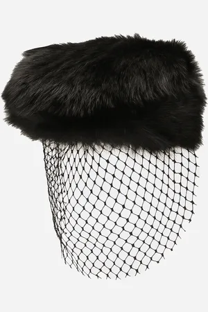 Dolce & Gabbana Shearling Flat Cap With Veil - Woman Hats And Gloves 56