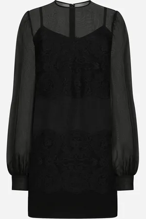 Dolce & Gabbana Short Organza Dress With Lace Inlay - Woman Dresses 36