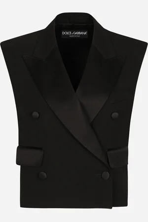 Dolce & Gabbana Sleeveless Double-breasted Wool Gabardine Tuxedo Jacket - Woman Blazers Wool 36