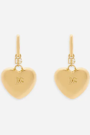 Dolce & Gabbana Heart Drop Earrings With Dg Logo - Woman Bijoux Metal Onesize