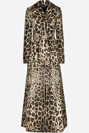 Dolce & Gabbana Double-breasted Leopard-print Goatskin Coat With Belt - Woman Coats And Jackets Multi-colored 40