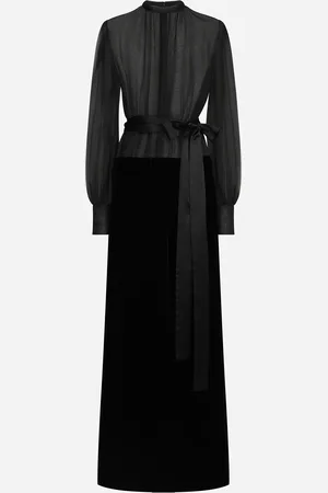 Dolce & Gabbana Long Organza And Velvet Dress - Woman Dresses 40