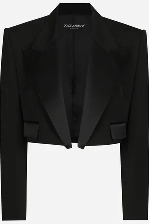 Dolce & Gabbana Short Wool Gabardine Tuxedo Jacket - Woman Blazers Wool 42