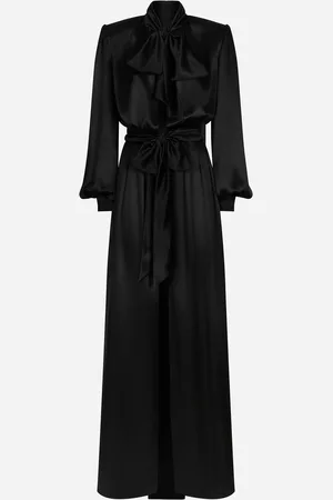 Dolce & Gabbana Long Silk Satin Dress With Front Slit - Woman Dresses 38