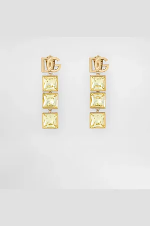 Dolce & Gabbana Drop Earrings With Dg Logo And Rhinestones - Woman Bijoux Metal Onesize