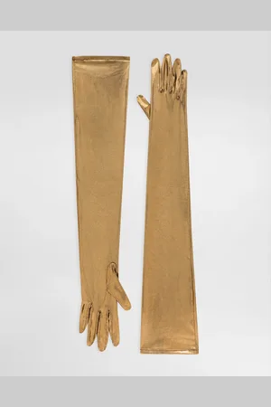 Dolce & Gabbana Long Foiled Organzine Gloves - Woman Hats And Gloves Fabric S
