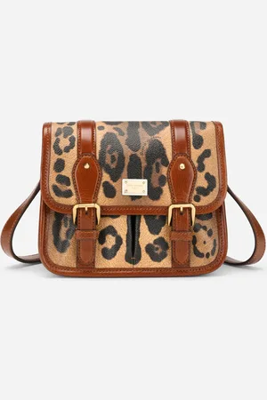 Dolce & Gabbana Small Messenger Bag In Leopard-print Crespo With Branded Plate - Woman Clutches Mini And Micro Bags Onesize