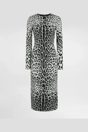 Dolce & Gabbana Charmeuse Calf-length Sheath Dress With Leopard - Woman Dresses Silk 40