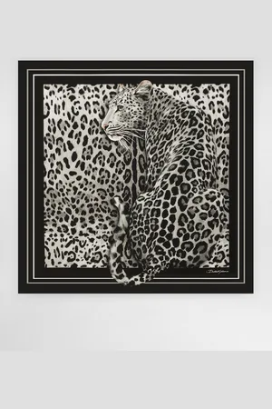 Dolce & Gabbana Leopard- Silk Twill Foulard (90x90) - Woman Scarves And Silks Onesize
