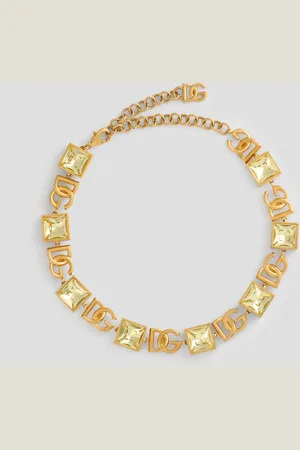 Dolce & Gabbana Necklace With Dg Logo And Rhinestones - Woman Bijoux Metal Onesize