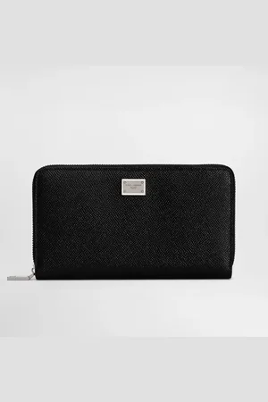 Dolce & Gabbana Calfskin Zip-around Wallet With Branded Plate - Man Wallets And Small Leather Goods Leather Onesize