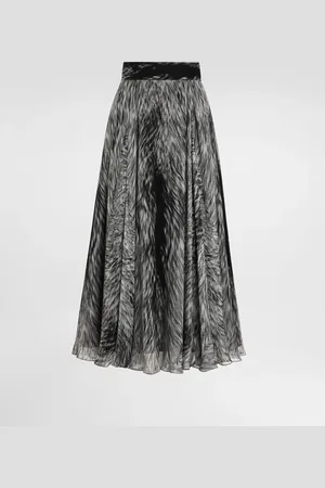 Dolce & Gabbana Chiffon Calf-length Circle Skirt With Fur Print - Woman Skirts 38