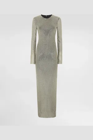 Dolce & Gabbana Long Crystal Mesh Dress - Woman Dresses Xs