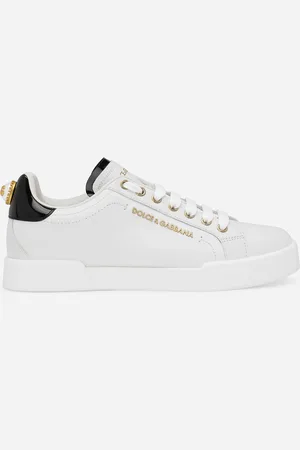 Dolce & Gabbana Calfskin Nappa Portofino Sneakers With Lettering - Woman Sneakers Leather 39