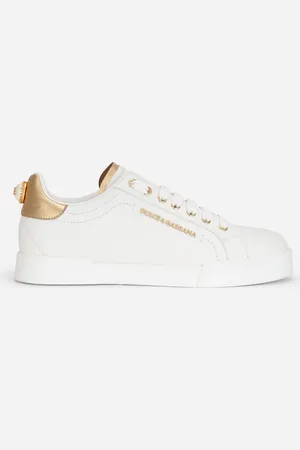 Dolce & Gabbana Calfskin Nappa Portofino Sneakers With Lettering - Woman Sneakers White Leather 39