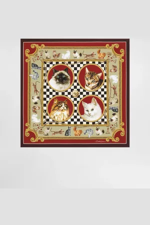 Dolce & Gabbana Silk Scarf With Cat - Man Scarves And Silks Onesize