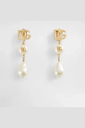 Dolce & Gabbana Drop Earrings With Teardrop Accents, Cabochons And Dg Logo - Woman Bijoux Metal Onesize