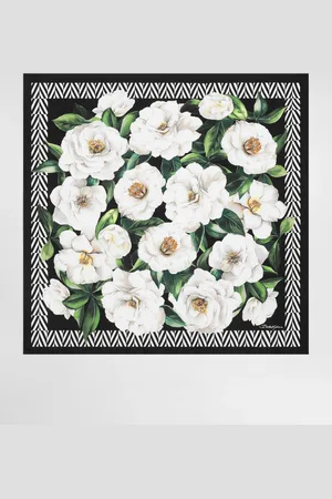Dolce & Gabbana Gardenia- Silk Twill Foulard (90x90) - Woman Scarves And Silks Onesize