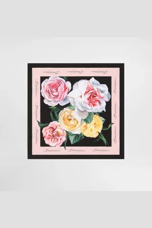 Dolce & Gabbana Rose And Peony- Silk Twill Foulard (50x50) - Woman Scarves And Silks Onesize