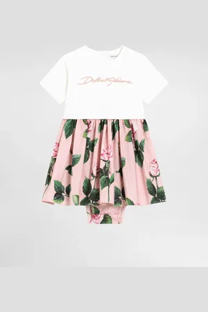 Dolce & Gabbana Rose- Poplin And Jersey Dress - Woman Dresses Multi-colored 6/9 Months