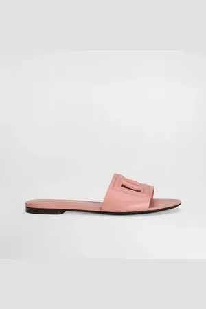 Dolce & Gabbana Calfskin Sliders With Dg Logo - Woman Slides And Mules Leather 36