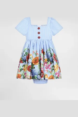 Dolce & Gabbana Striped Poplin Dress With Floral - Woman Dresses 3/6 Months