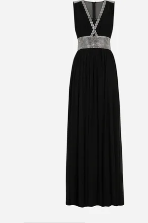 Dolce & Gabbana Long Chiffon Dress With Fusible Rhinestone Detailing - Woman Dresses 40