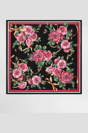 Dolce & Gabbana Rose- Silk Twill Foulard (90x90) - Woman Scarves And Silks Onesize