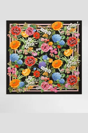 Dolce & Gabbana Floral- Silk Twill Foulard (90x90) - Woman Scarves And Silks Onesize