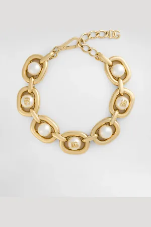 Dolce & Gabbana Maxi-necklace With Cabochon Details And Dg Logo - Woman Bijoux Metal Onesize
