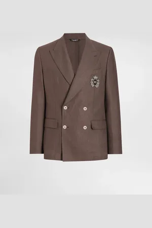 Dolce & Gabbana Double-breasted Linen Jacket With Patch - Man Suits And Blazers 44