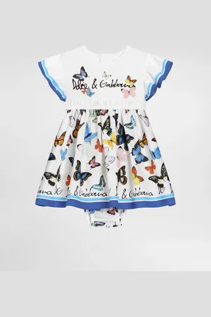 Dolce & Gabbana Butterfly- Poplin And Jersey Dress - Woman Dresses Multi-colored 3/6 Months