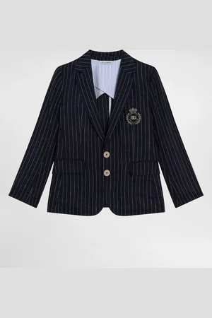 Dolce & Gabbana Single-breasted Pinstripe Linen Jacket With Patch - Man Suits 3 Years
