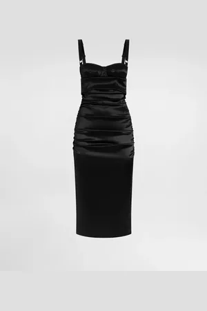 Dolce & Gabbana Draped Calf-length Dress With Bra-style Detailing - Woman Dresses Satin 44