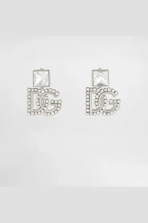 Dolce & Gabbana Rhinestone Earrings With Dg Logo - Woman Bijoux Metal Onesize