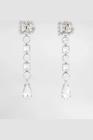 Dolce & Gabbana Drop Earrings With Rhinestones And Dg Logo - Woman Bijoux Metal Onesize