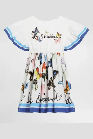 Dolce & Gabbana Butterfly- Poplin And Jersey Dress - Woman Dresses Multi-colored 3 Years
