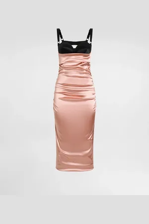 Dolce & Gabbana Draped Satin Calf-length Dress With Bra-style Cups - Woman Dresses Satin 36