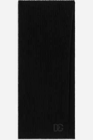 Dolce & Gabbana Ribbed Cashmere Scarf With Dg Logo - Man Scarves And Silks Onesize